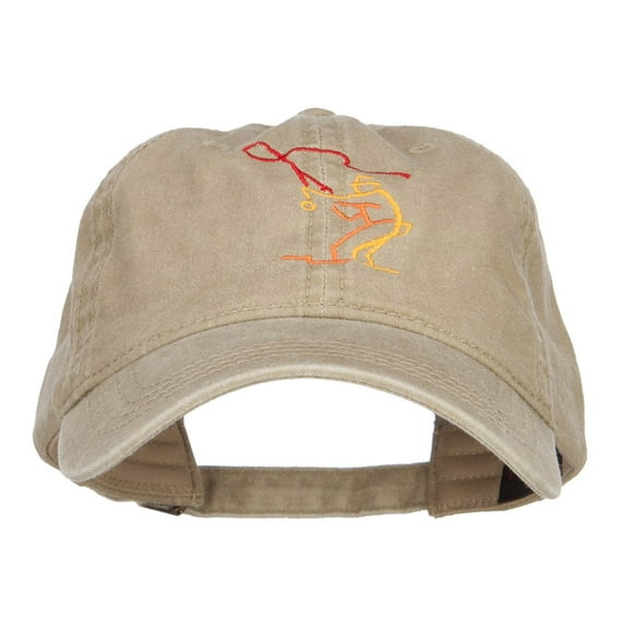Fly Fishing Man Embroidered Washed Cap - Khaki OSFM