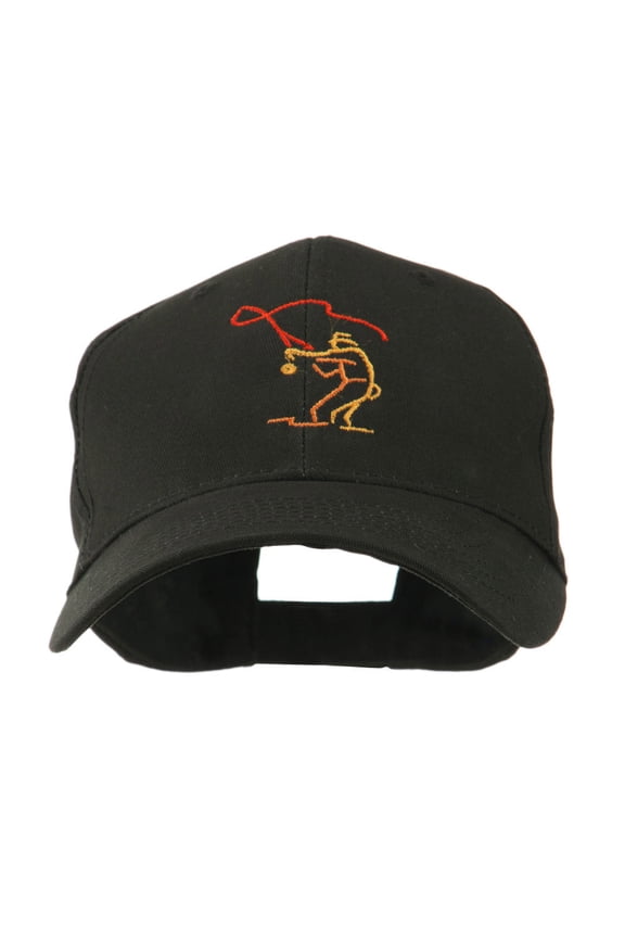Fly Fishing Man Outline Embroidered Cap - Black OSFM