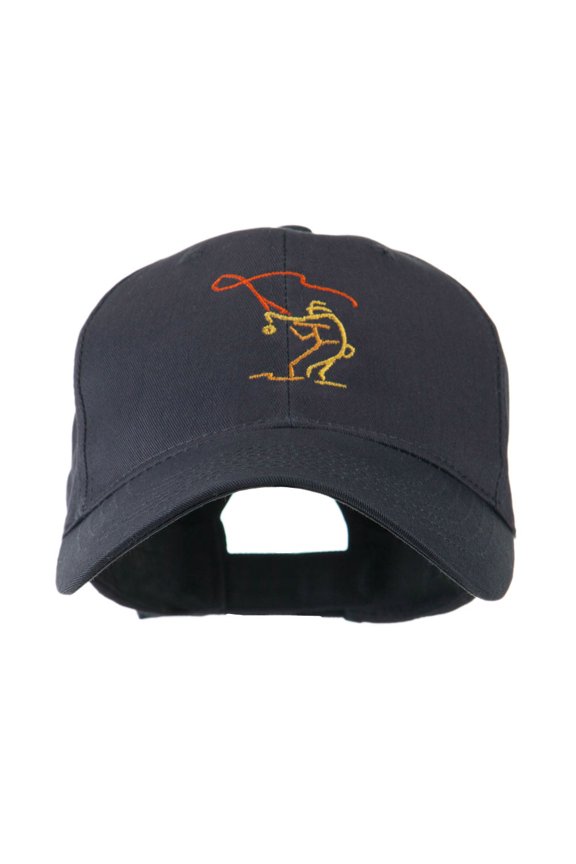 Fly Fishing Man Outline Embroidered Cap - Navy OSFM