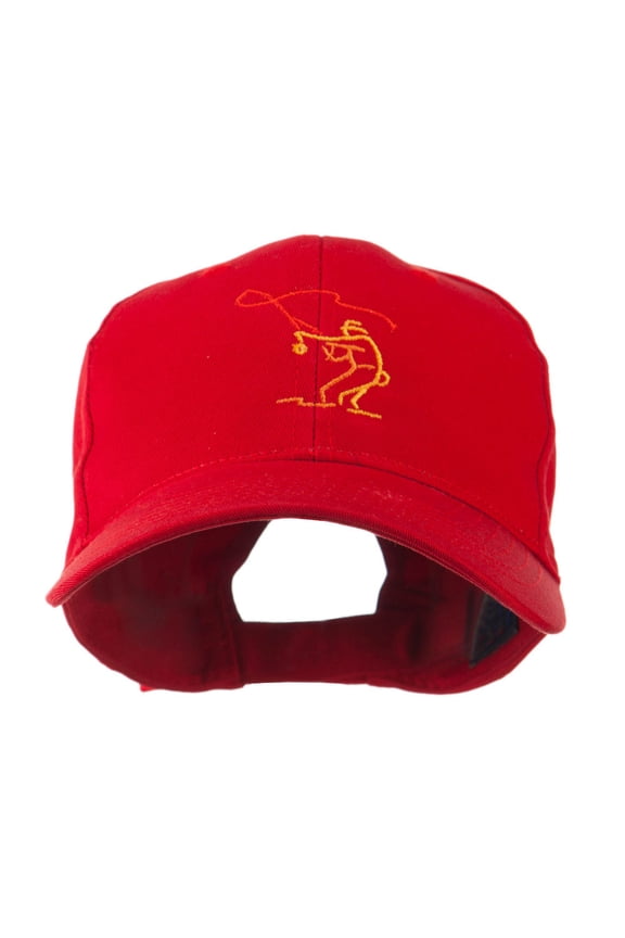 Fly Fishing Man Outline Embroidered Cap - Red OSFM