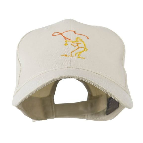 Fly Fishing Man Outline Embroidered Cap - Stone OSFM