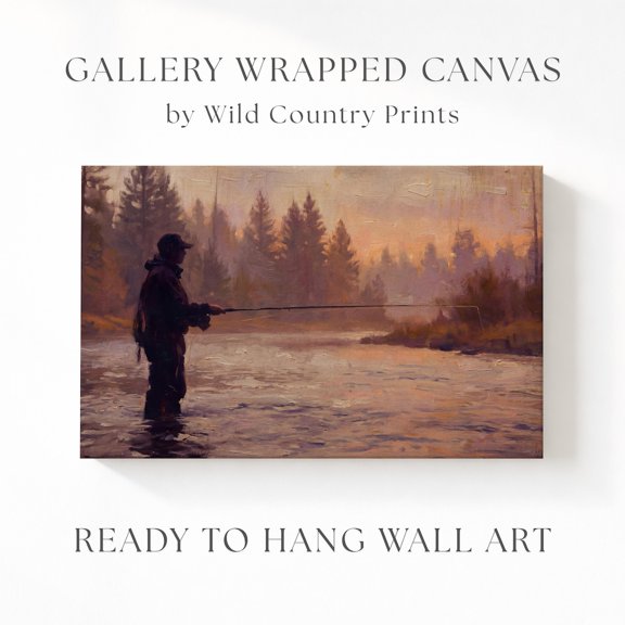 Fly Fishing Mountain Trout Angler Landscape River Scene Poster