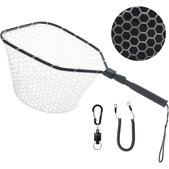 Fly Fishing Net, Bass Trout Landing Net, Folding Fishing Nets Fresh Water, Safe Fish Catching or Releasing, Fly Fishing net Magnetic Release