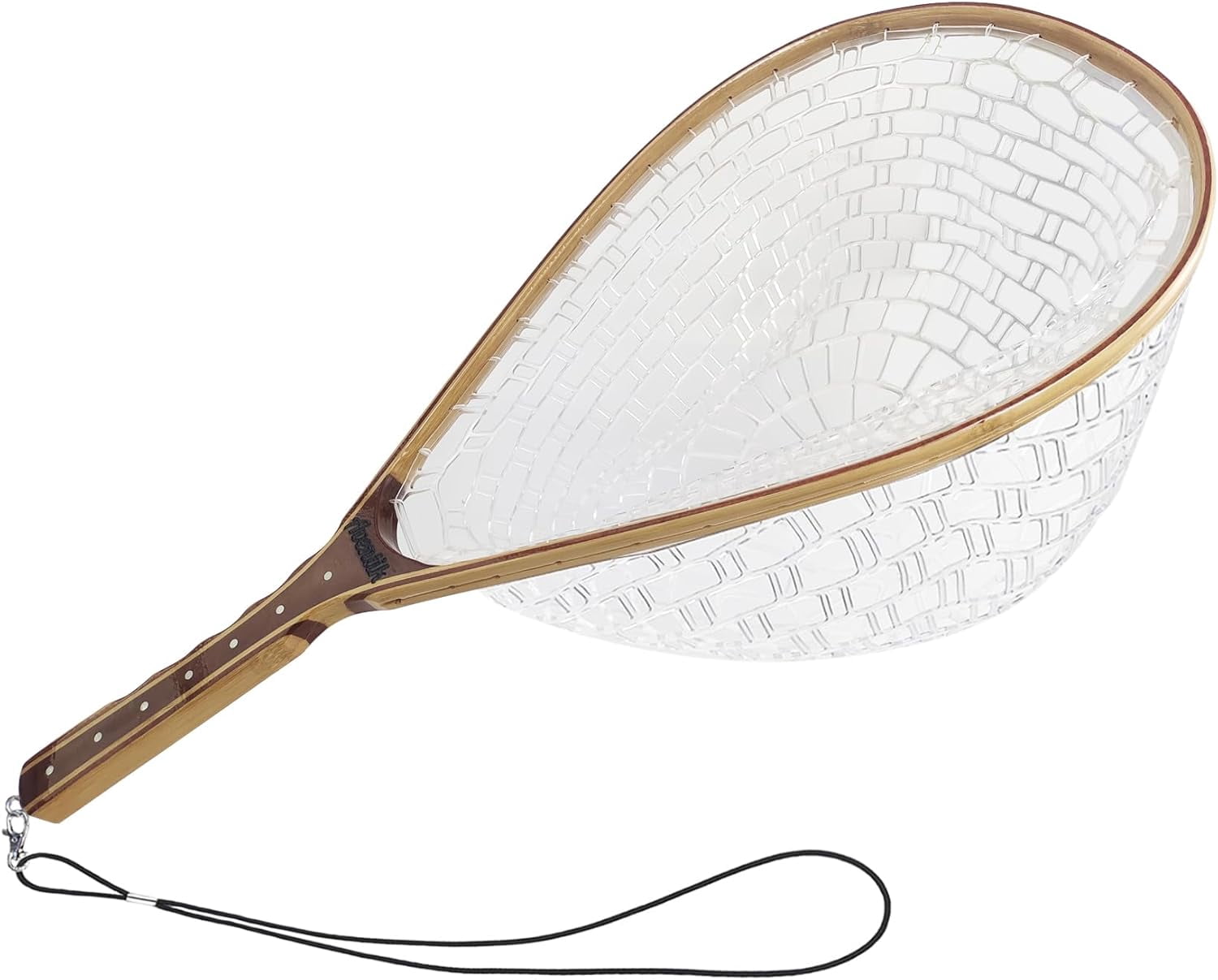 Fly Fishing Net Landing Net Wooden Net Soft Rubber Mesh Trout Net Freshwater Saltwater Fishing Net with Safety Cord Net Gifts for Father Men