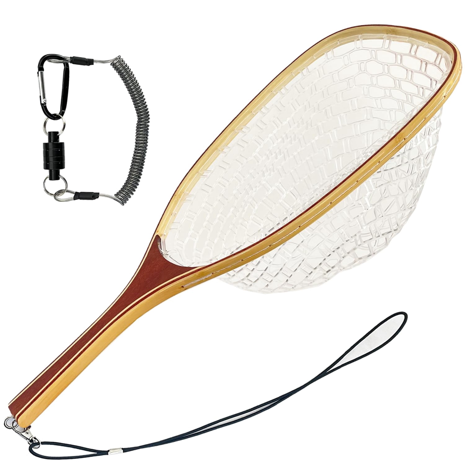 Fly Fishing Net Landing Trout Bass Soft Rubber Catch And Release Fish With Wooden Handle Frame Magnetic Accessories