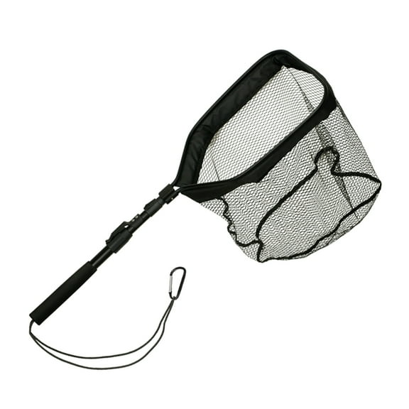Fly Fishing Net NonSlip Dip Net Rubber Fishing Net Aluminum Alloys Handle Rod Dip Fish Net