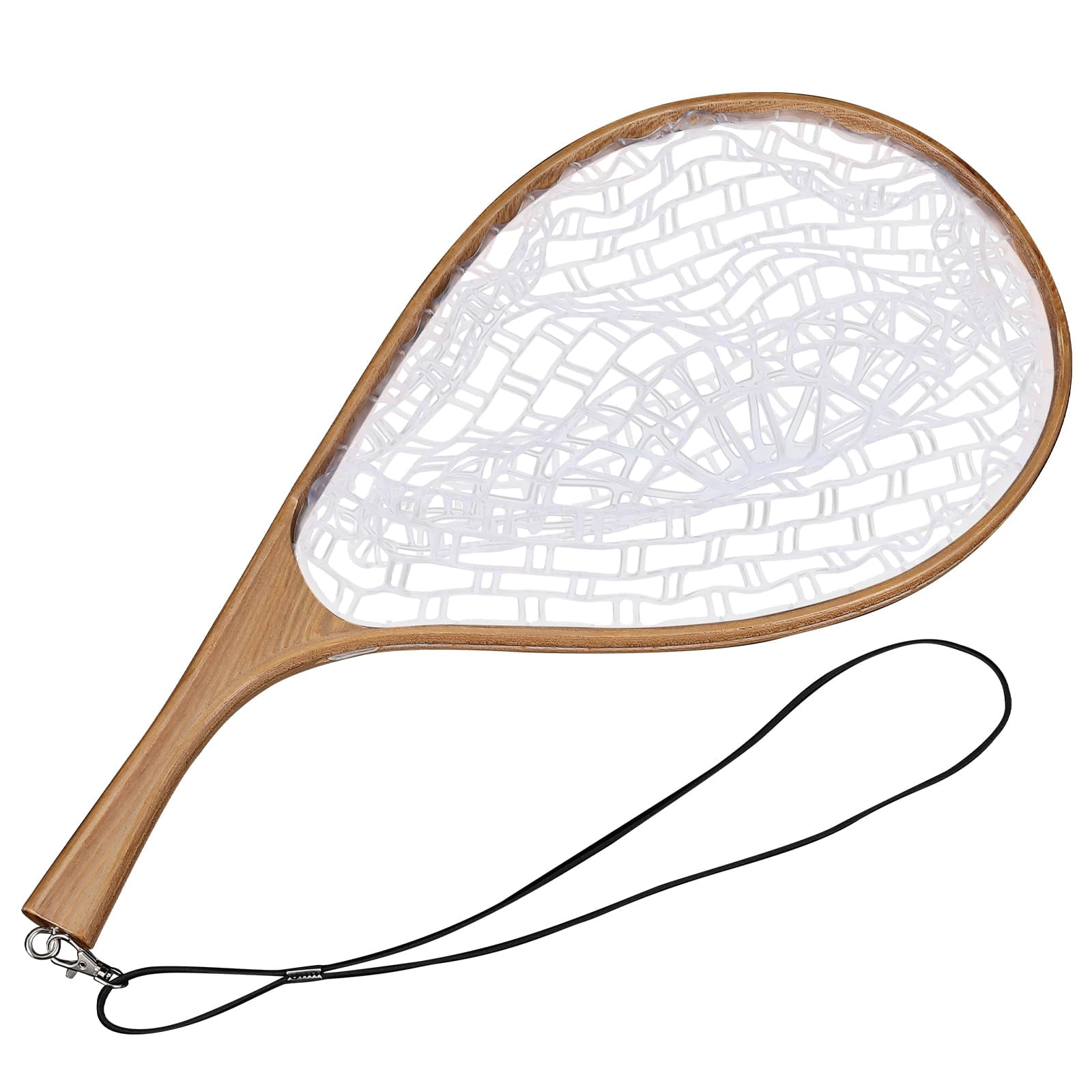 Fly Fishing Net Trout Net, Soft Mesh Fishing Net, Fish Landing Net with Safety Rope Lanyard, Lightweight Catch and Release Net for Trout, Bass,56*27*1.8cm