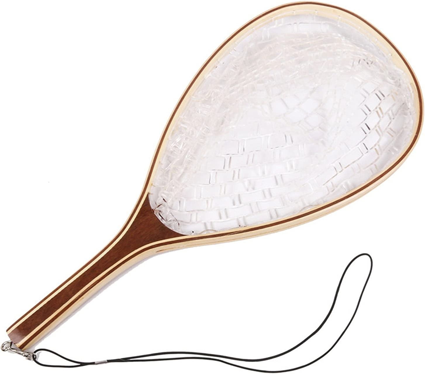 Fly Fishing Net, Trout Net, Wooden Frame Fly Fishing Landing Net with Soft Rubber Mesh for Catch and Release, Lightweight Fish Net for Trout Bass, Fly Fishing Gear for Stream Fishing