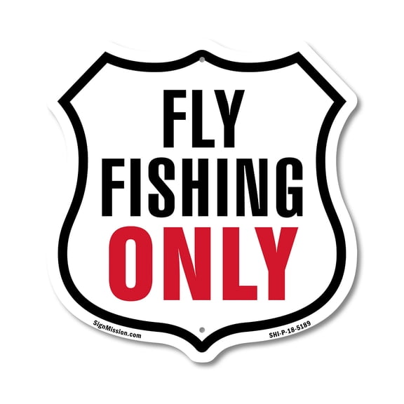 Fly Fishing Only (5 Pack) 12 inch X 12 inch Shield-Shaped Rust-Free Aluminum Metal Signs Weather Resistant Made in the USA