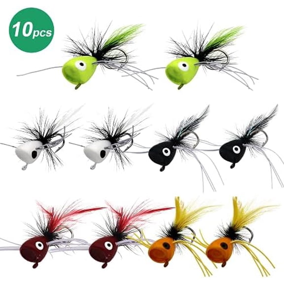 Fly Fishing Poppers, Topwater Fishing Lures Bass Crappie Bluegill Sunfish Panfish Trout Salmon Perch Steelhead Flies for Fly Fishing Bass Panfish Bluegill Trout Salmon