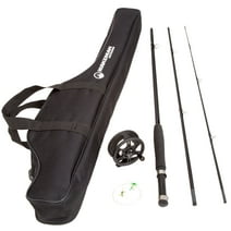 Fly Fishing Rod and Reel Combo ? Carrying Case Flies and Fishing Line Included ? Charter Series Gear and Accessories by Wakeman Outdoors (Black)