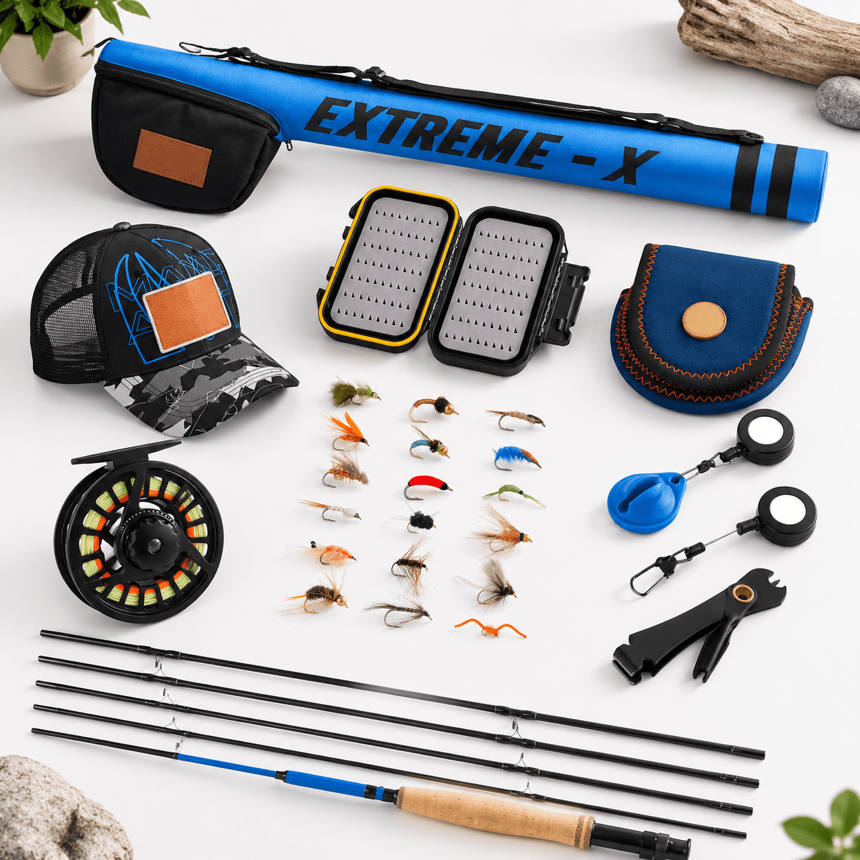 Fly Fishing Rod and Reel Combo Starter Outfit, 9ft 5wt 4pc Rod, 5/6wt ...