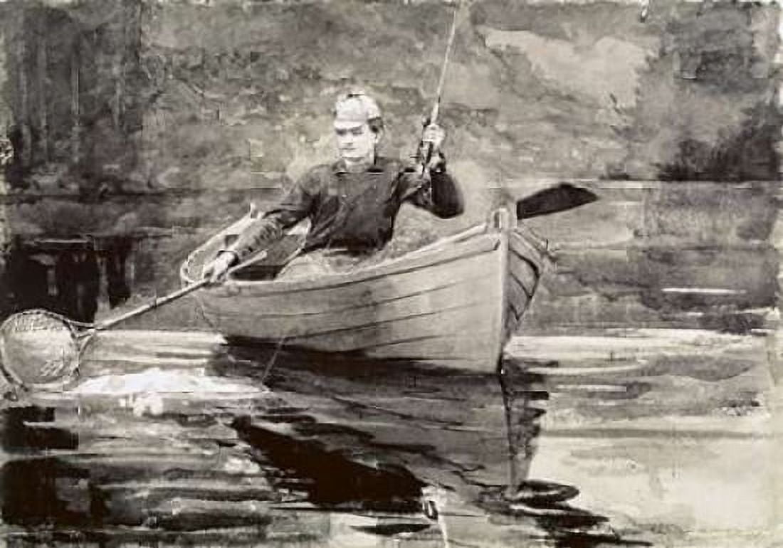 Fly Fishing Saranac Canvas Art - Winslow Homer (20 x 28)