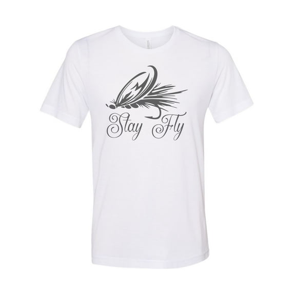 "Fly Fishing Tee, Stay Fly, Fly Fishing Shirt, Sublimation T, Men's Fishing Tshirt, Gift For Him, Dad T, Fishing Apparel, Trout Fishing, White, SMALL"
