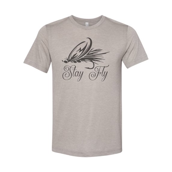 "Fly Fishing Tee, Stay Fly, Fly Fishing Shirt, Sublimation T, Men's Fishing Tshirt, Gift For Him, Dad T, Fishing Apparel, Trout Fishing, Heather Stone, LARGE"