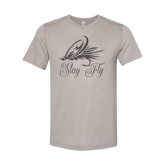"Fly Fishing Tee, Stay Fly, Fly Fishing Shirt, Sublimation T, Men's Fishing Tshirt, Gift For Him, Dad T, Fishing Apparel, Trout Fishing, Heather Stone, XL"