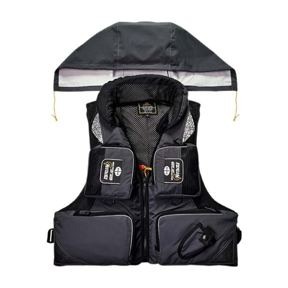 Fly Fishing Vest Fishing Safety Life Jacket For Swimming Sailing Boating Kayak Floating Multifunction Breathable Backpack For Men And Women Grey L