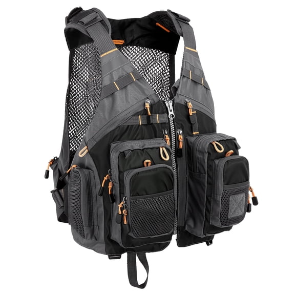 Fly Fishing Vest for Men Women, Comfortable Adjustable Fishing Vest with Multi-Pockets Reflective Stripes, Lightweight and Durable Unisex Strap Fishing Vest Pack, for Fly Bass Fishing,Black