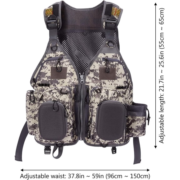 Fly Fishing Vest - Multi Pocket Waistcoat with Adjustable Size, Perfect for Men and Women