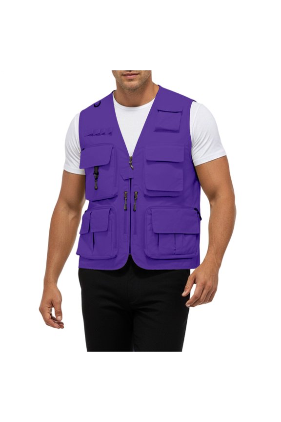 Fly Fishing Vests for Men Zip Up Casual Outdoor Work Safari Cargo Vest Jacket with Multi Pockets for Travel Climbing