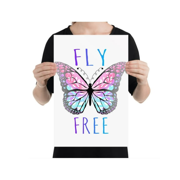 Fly Free Butterfly Art - Nature Lovers - 13x19 Poster Print - Home Decor