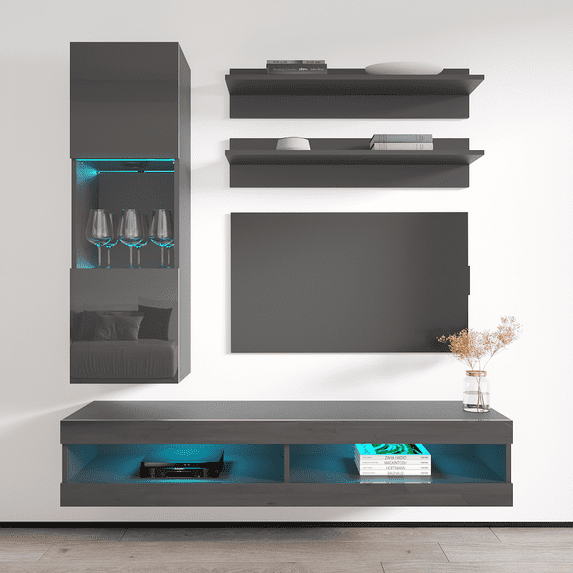 Fly H 34TV Wall Mounted Floating Modern Entertainment Center