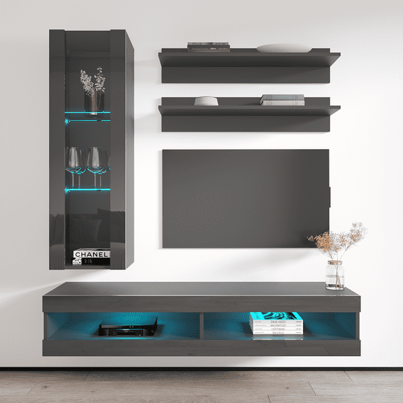 Fly H 34TV Wall Mounted Floating Modern Entertainment Center