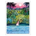 thumbnail image 1 of Fly Hawaiian Air - Hawaii Women on the Beach - Hawaiian Airlines - Vintage Airline Travel Poster c.1970s - Bamboo Fine Art 290gsm Paper Print (Unframed) 24x32in, 1 of 4