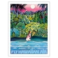 thumbnail image 1 of Fly Hawaiian Air - Hawaii Women on the Beach - Hawaiian Airlines - Vintage Airline Travel Poster c.1970s - Fine Art Matte Paper Print (Unframed) 20x26in, 1 of 4