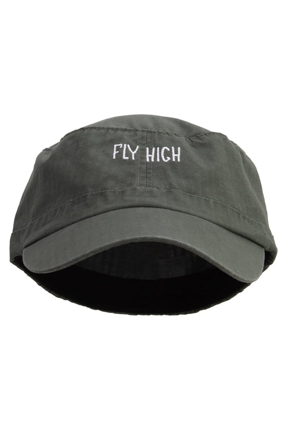 Fly High Embroidered Big Size Fitted Ripstop Cotton Military Army Cap - Olive 2XL-3XL