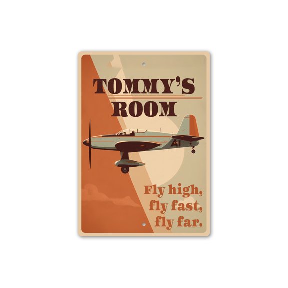Fly High Far Fast Kids Room Aluminum Metal Decor Sign - 10x14 inches