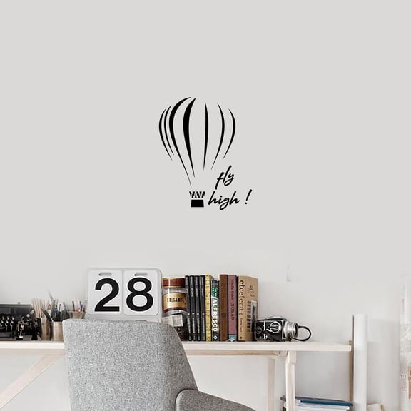 Fly High Quote Hot Air Balloon Quotes Wall Sticker Art Decal for Girls Boys Kids Room Bedroom Nursery Kindergarten Garage House Fun Home Decor Stickers Wall Art Vinyl Decoration Size (10x8 inch)