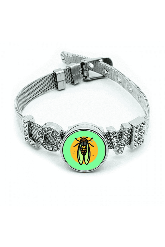 Fly Insect Mosquito Bug Winged Drawing Bracelet Wristband Crystal Love Adjustable Bangle