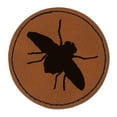 thumbnail image 1 of Fly Insect Sketch 2.5" Faux Leather Round Engraved Iron-On Patch - Brown, 1 of 6
