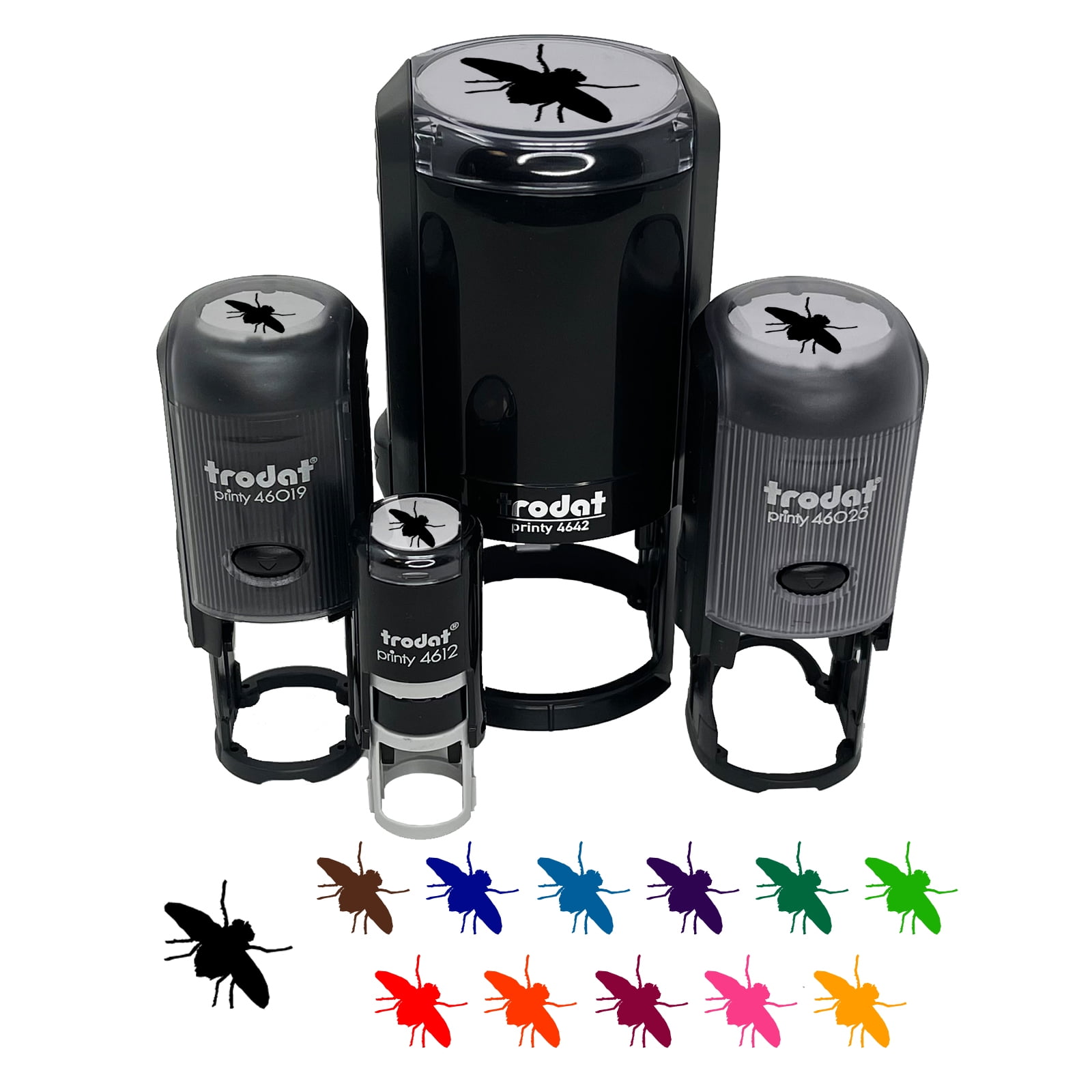 Fly Insect Sketch Self-Inking Rubber Stamp Ink Stamper - Black Ink - Mini 1/2 Inch