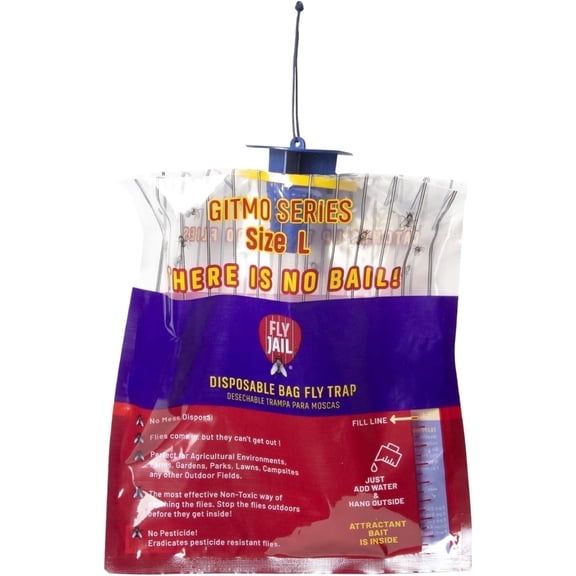 FLY JAIL Large Bag Disposable Outdoor Fly Trap, Pre-Baited, High-Capacity Fly Catcher