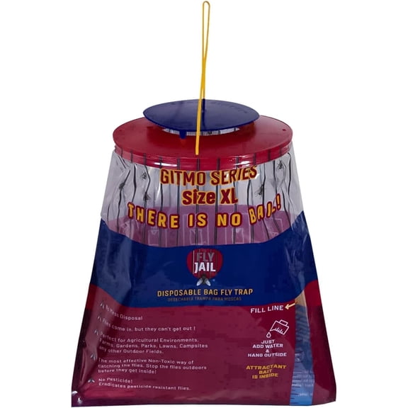 FLY JAIL XLarge Disposable Outdoor Fly Trap Pre-Baited High-Capacity Easy to Hang Fly Catcher