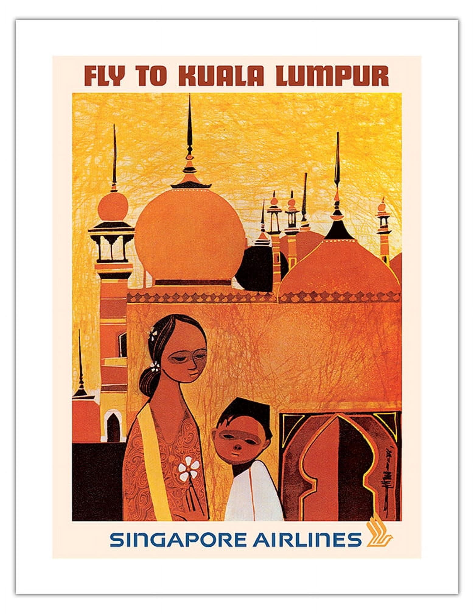 Seah Poster Fly to Kuala Lumpur Malaysia - Singapore Airlines - Vintage Airline ...