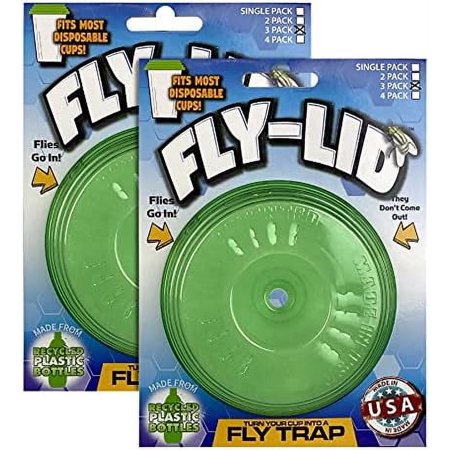 Fly Lid - Turn Almost Any Cup Into A Fly Trap. Indoor and Outdoor Use - 3 Lids per Pack, 6 Lids Total