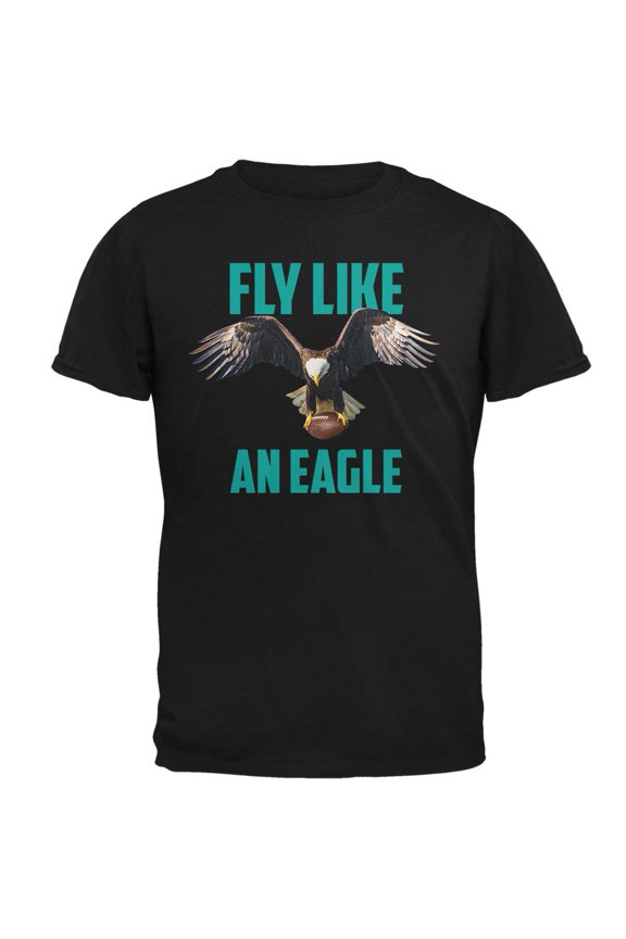 Fly Like an Eagle Flying Football Mens Soft T Shirt Black MD