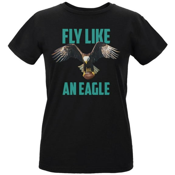 Fly Like an Eagle Flying Football Womens Organic T Shirt Black SM