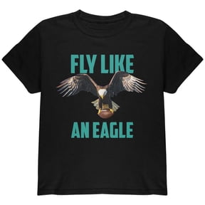 Fly Like an Eagle Flying Football Youth T Shirt Black YMD