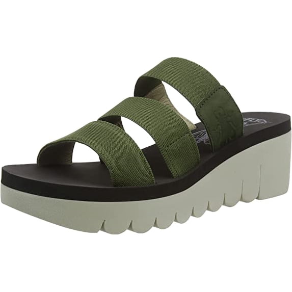 Fly London Women's YIAN845FLY Elastic Slip On Sandals, Military/Black 001 Cupido, Size EU 38