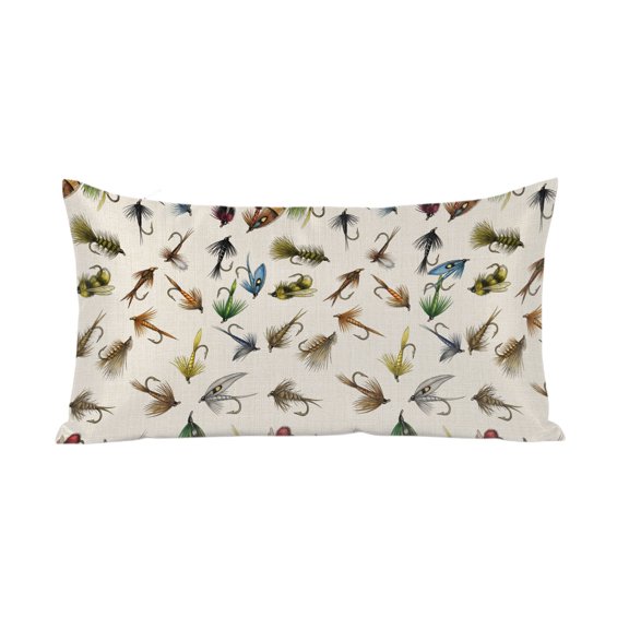 Fly Lures Satin Pillowcases with Zipper Cal King Size Cooling Silk Pillow Cases for Hair and Skin Soft Rustic Yellow Blue Green Feathers Retro Beige Throw Pillow Covers for Women Men 20x40 Inch