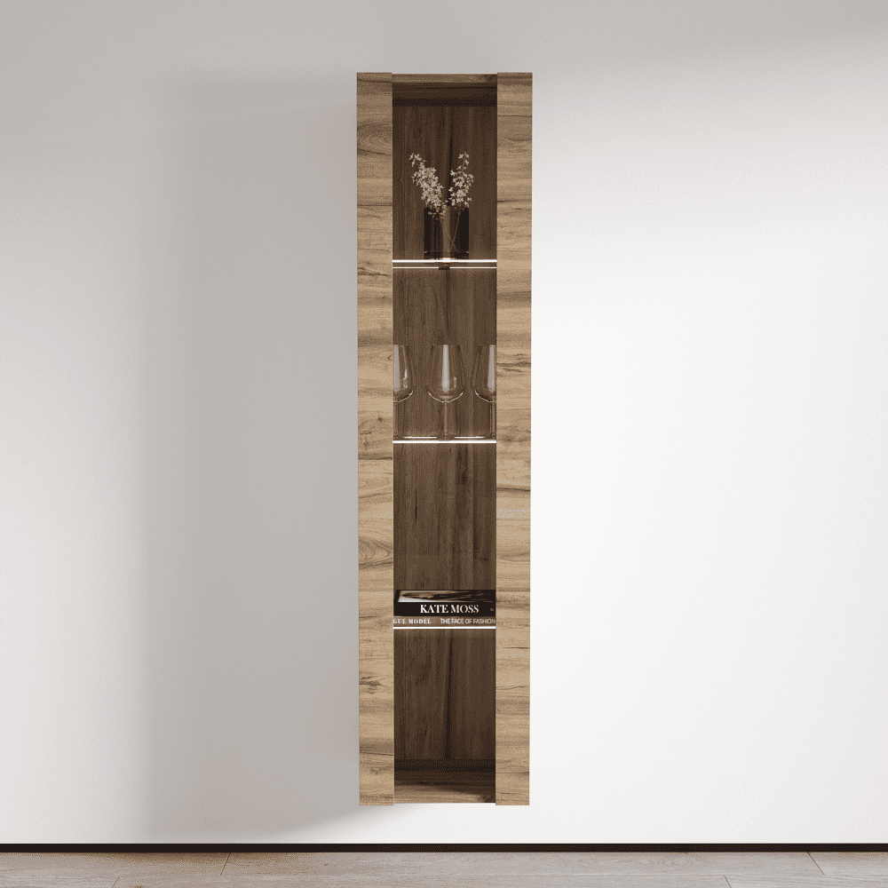 Flying Bookcase Fly Modular Wall Mounted Floating Bookcase Cabinet (Type-41) Oak ...
