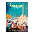 thumbnail image 1 of Fly to Nassau by Clipper - New Providence Island Bahamas - Vintage Airline Travel Poster by Mark Von Arenburg c.1950s - Bamboo Fine Art 290gsm Paper (Unframed) 12x16in, 1 of 4