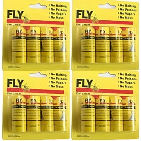 Fly Paper Strips 16 Pack, Indoor Sticky Hanging Fly Trap, Non Toxic Fly Ribbon Catcher, Disposable Insect Trap for Flies Mosquitoes and Flying Bugs