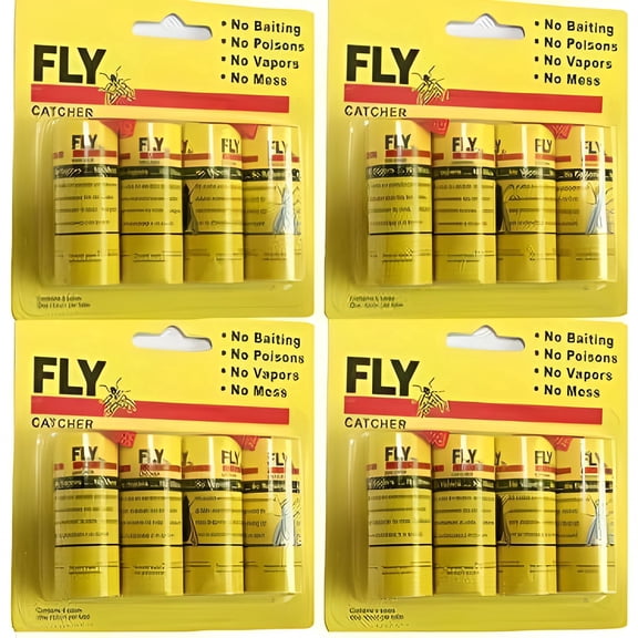 Fly Paper Strips 16 Pack, Indoor Sticky Hanging Fly Trap, Non Toxic Fly Ribbon Catcher, Disposable Insect Trap for Flies Mosquitoes and Flying Bugs