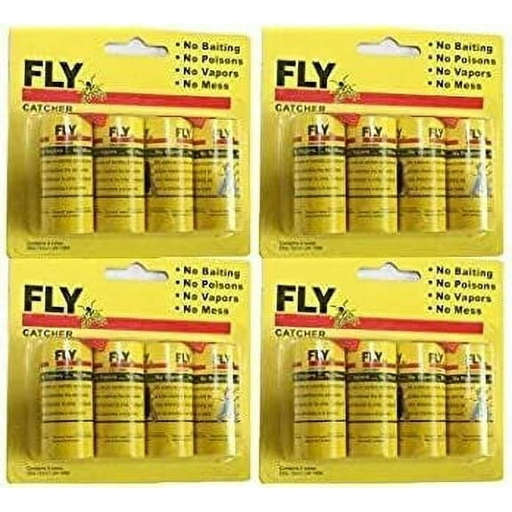Fly Paper Strips, Fly Trap, Fly Catcher Trap, Fly Ribbon, Set of 4 Card 16 Pcs