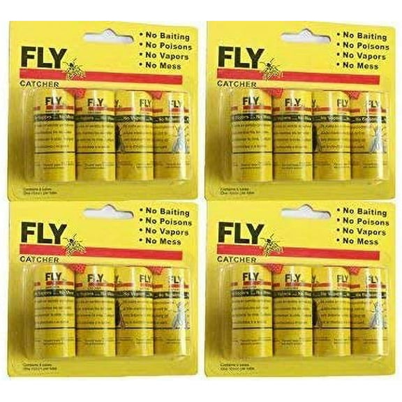 Fly Paper Strips,Fly Trap, Fly Catcher Trap, Fly Ribbon, Set of 4 Card 16pcs